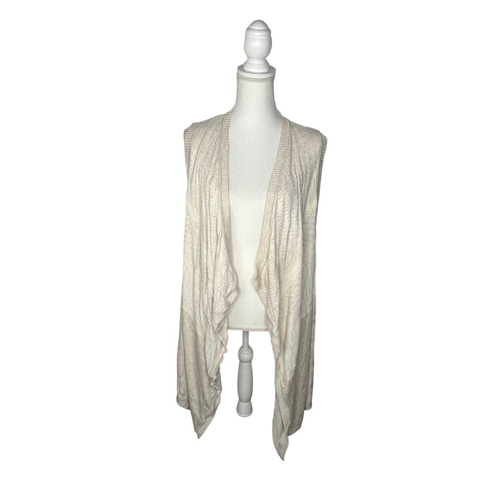 Banana Republic Open Front Sleeveless Sweater Vest Women’s Cream M/L